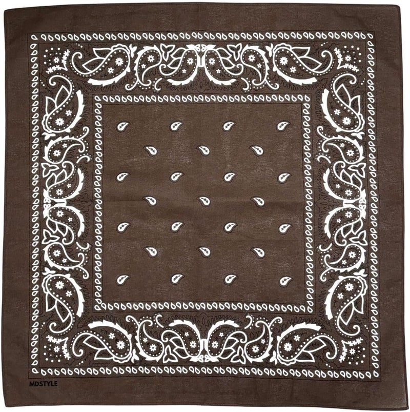 MD Style 100% Cotton Bandana for Men & Women 22" x 22" Paisley Pattern Handkerchief Headband Scarf - Image 3